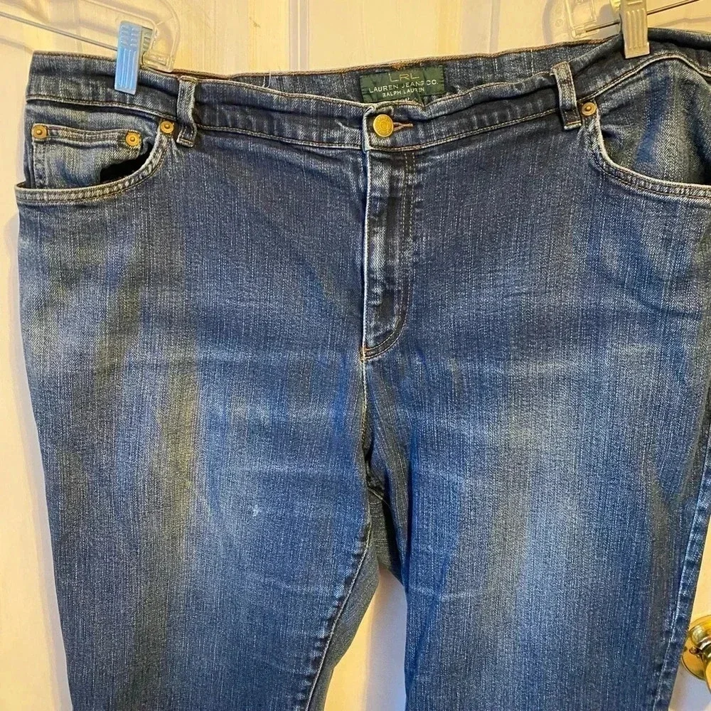 Lauren Ralph Lauren Blue Jeans Classic Straight Women Plus Size 20W Pockets
